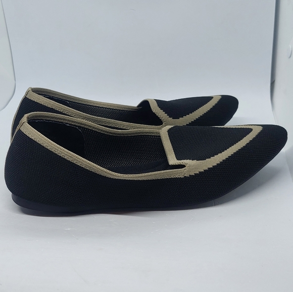 Birdies Blackbird Knit Flats Jet Black With Tan Trim Shoes Women's Size 9 - Picture 4 of 12